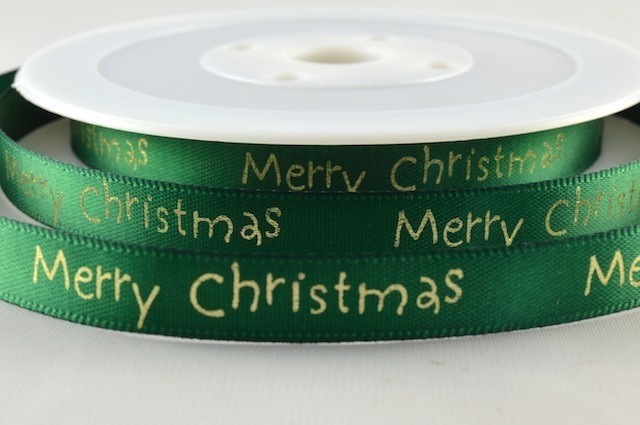 RIBXMASGREEN1010 - Merry Christmas Green Ribbon